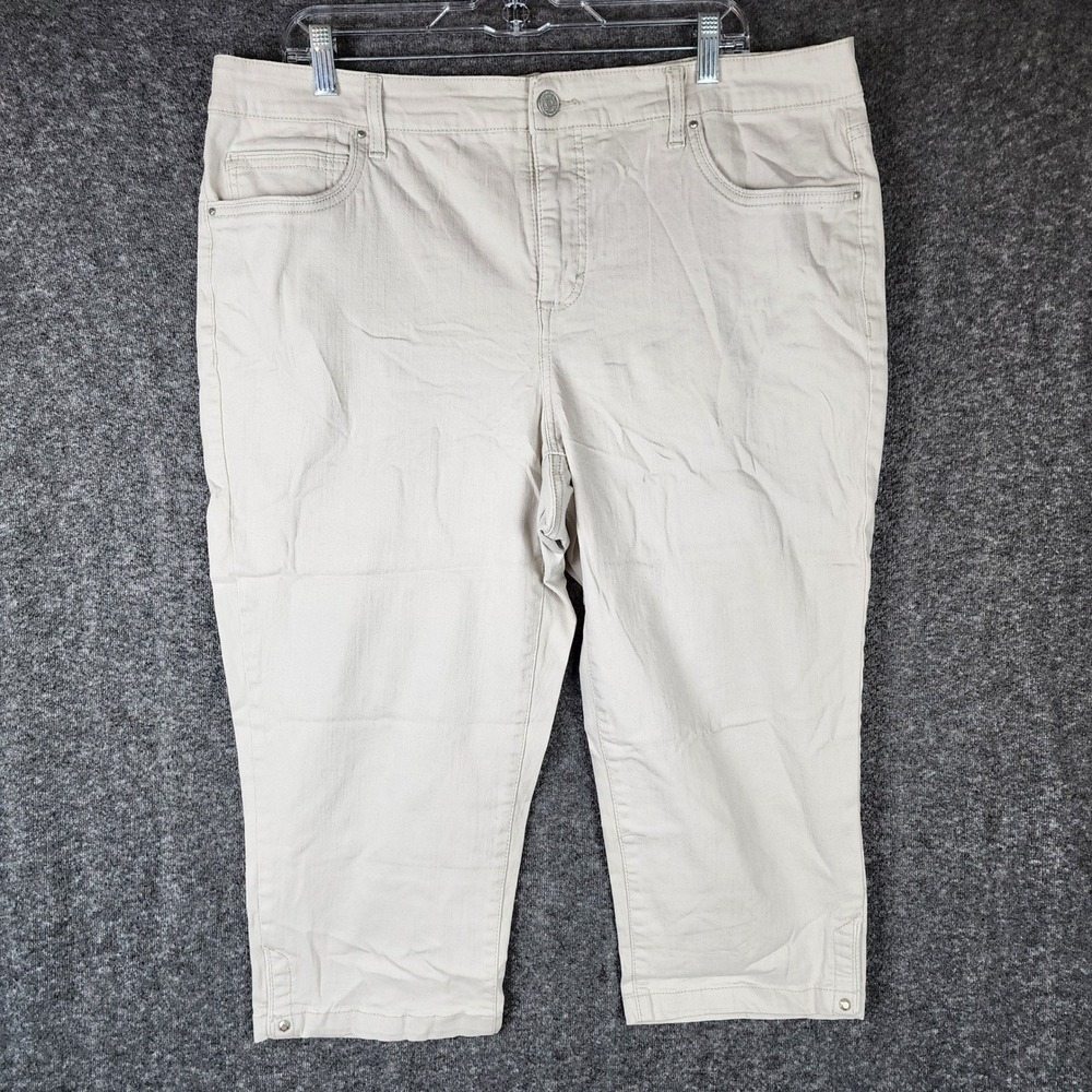 Bandolino Capri Pants Womens 18W Mandie Tan Khaki Cropped Stretch EUC